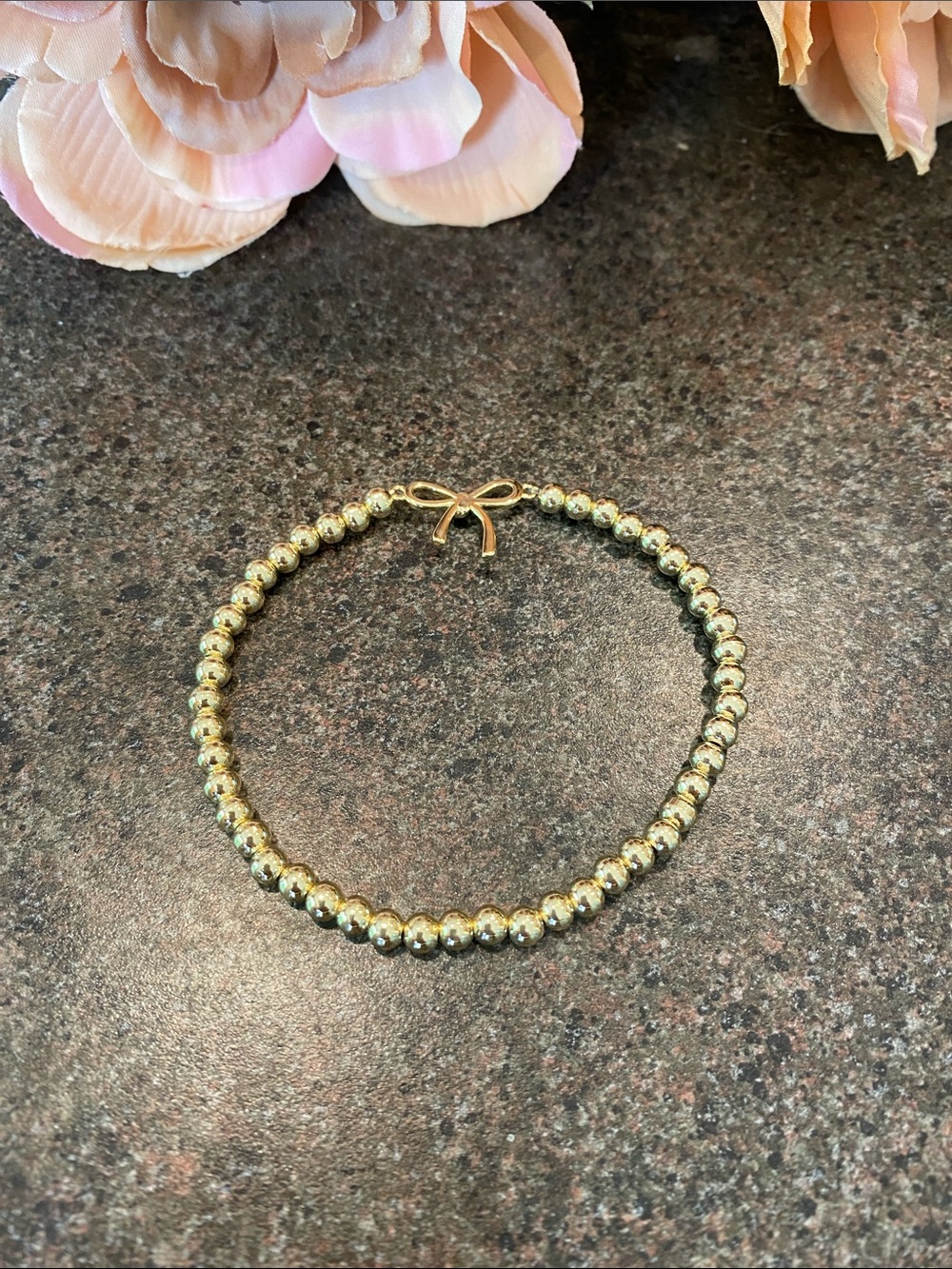 Gold Beaded Bow Bracelet - Women Jewelry